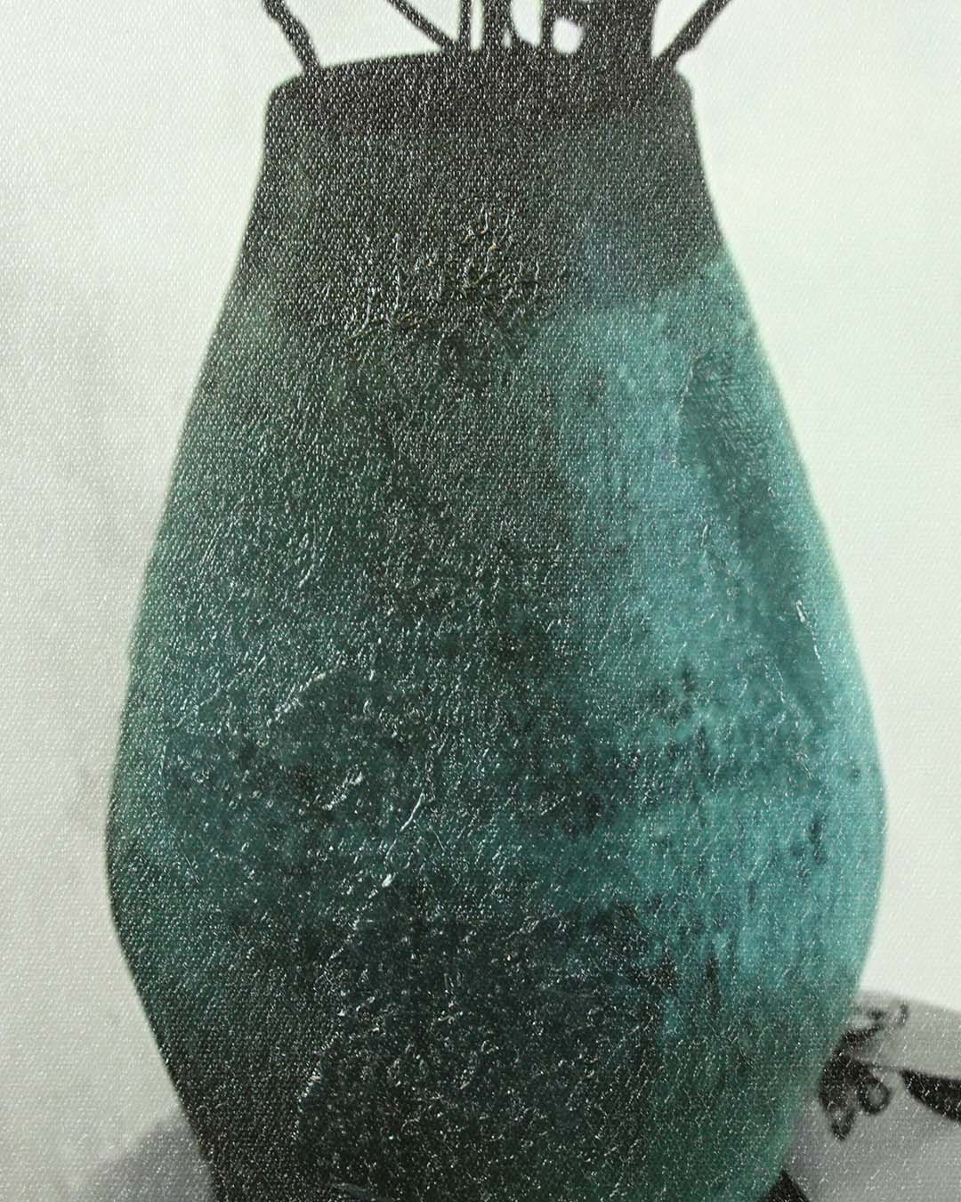 A Touch of Teal minimalist botanical wall art close-up of the textured teal vase