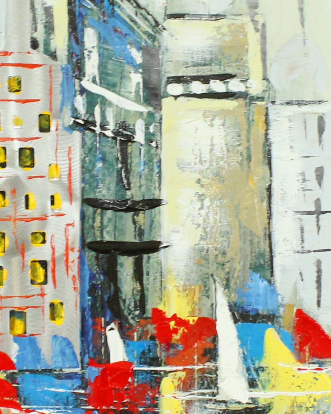 Across the Canal Venice cityscape wood and metal wall art close-up of the painted buildings