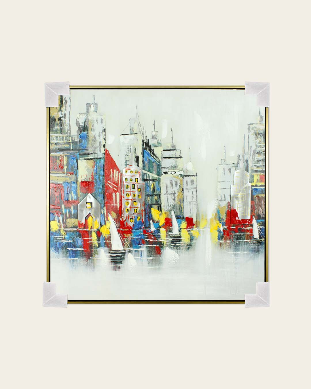 Across the Canal Venice cityscape wood and metal wall art with corner protectors for delivery