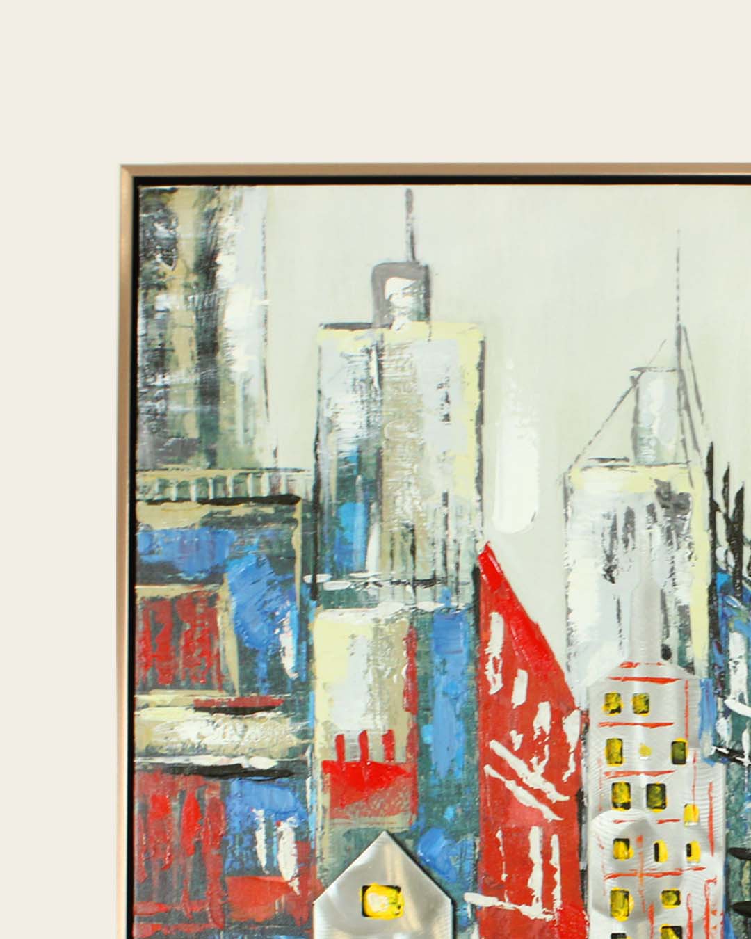 Across the Canal Venice cityscape wood and metal wall art rose gold frame corner detail