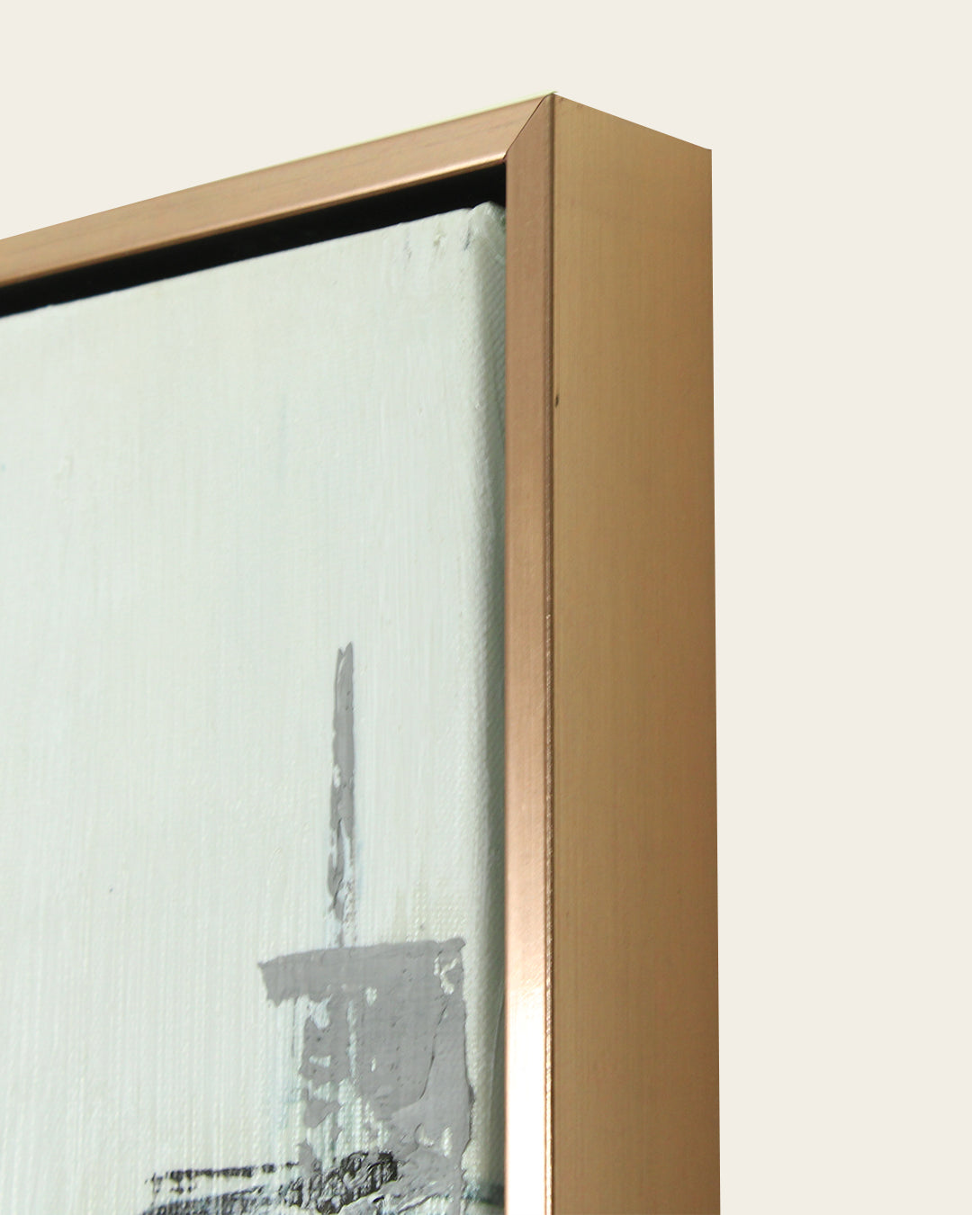Across the Canal Venice cityscape wood and metal wall art rose gold frame side profile