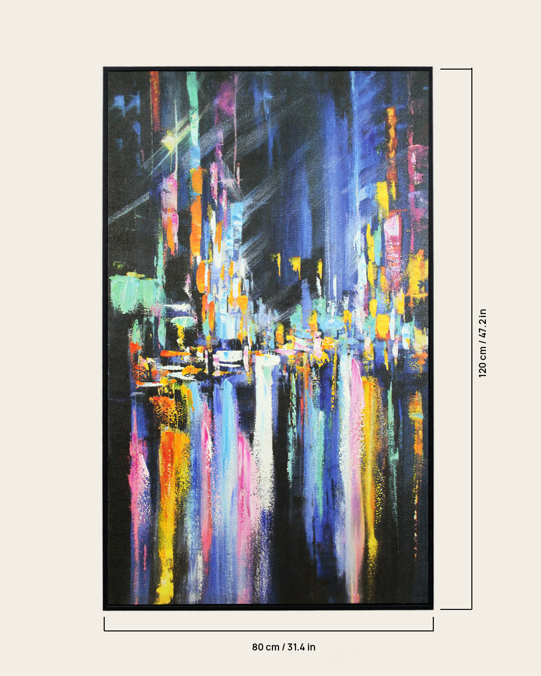 After Hours abstract cityscape painting 80 x 120 cm dimensions