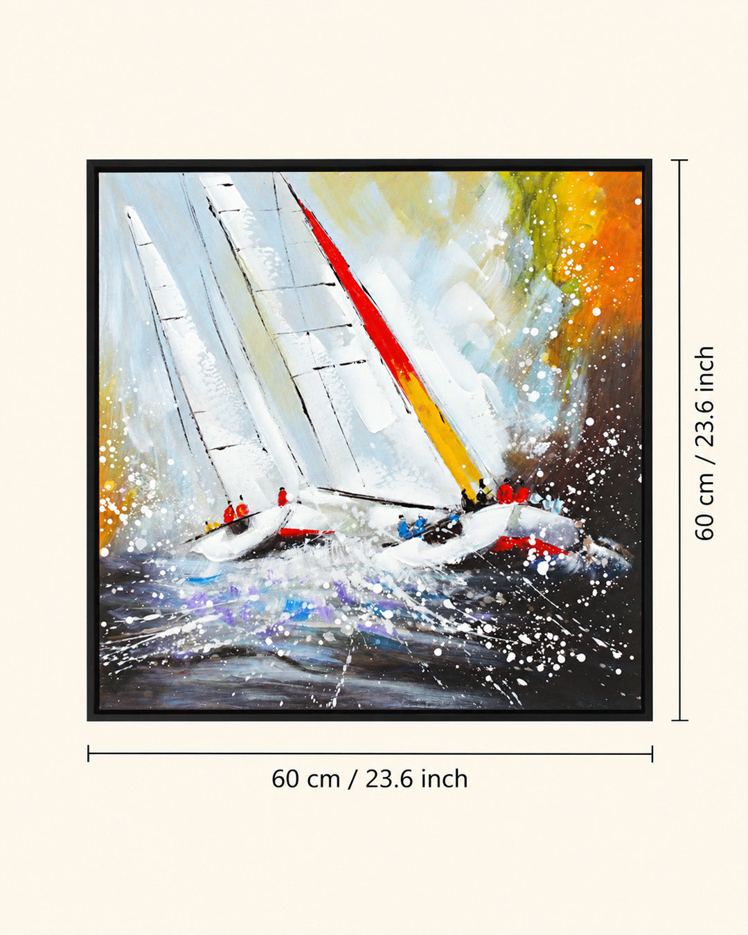 Against the Tide textured sailing painting with dimensions