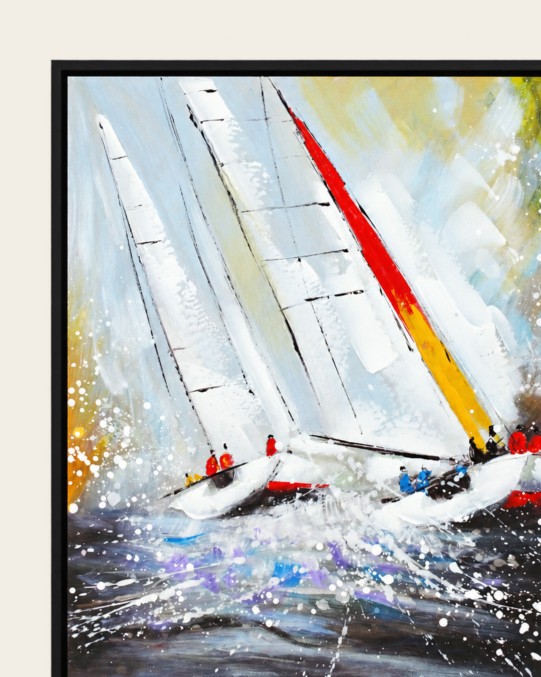 Against the Tide textured sailing painting frame corner detail