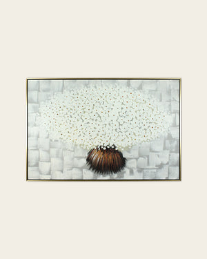 Alabaster White flower painting for bedroom front view