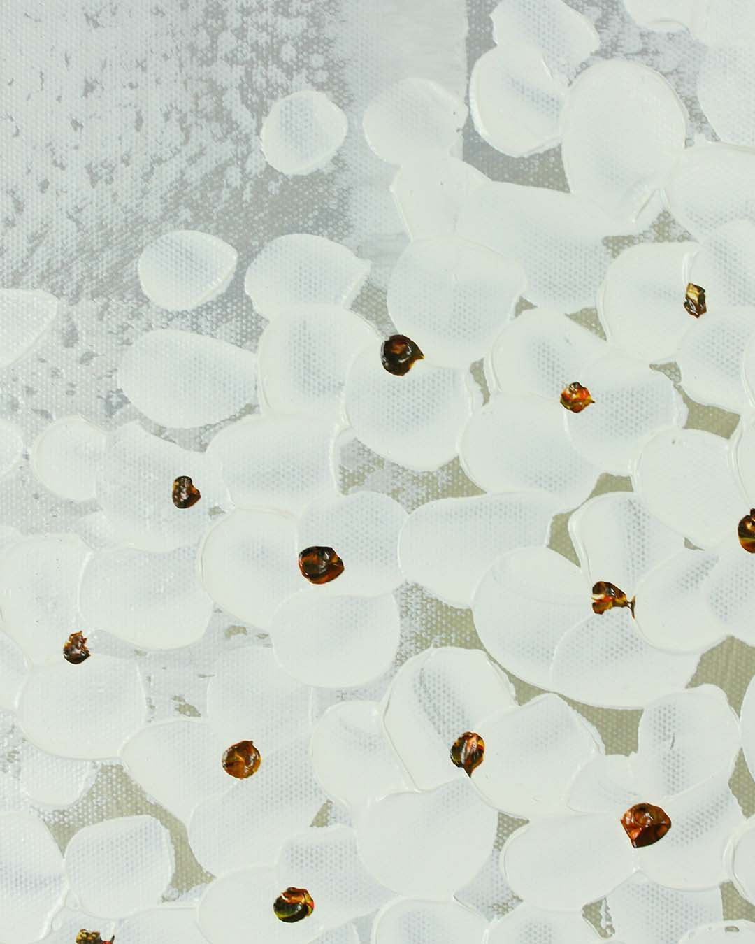 Alabaster White flower painting for bedroom close-up of the textured paint