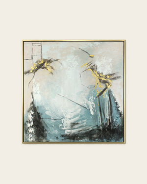 Alchemy teal and gold abstract painting front view