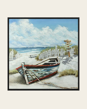 Anchored in Time beached boat painting front view