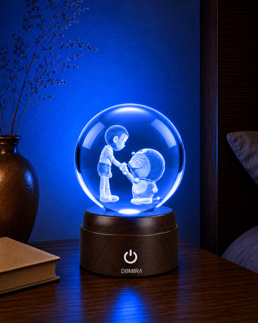 Friends Forever crystal globe glowing blue
