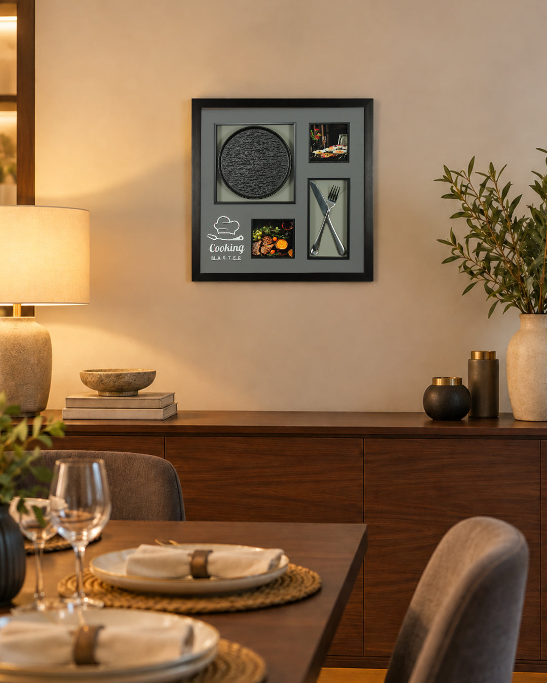 Before the First Course cutlery 3D shadow box wall art in a dining room