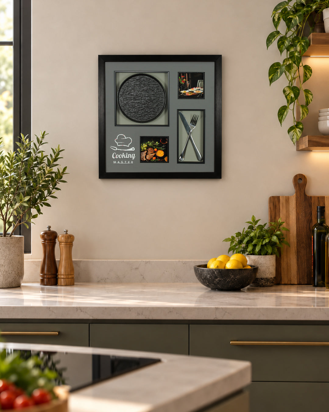 Before the First Course cutlery 3D shadow box wall art in a kitchen