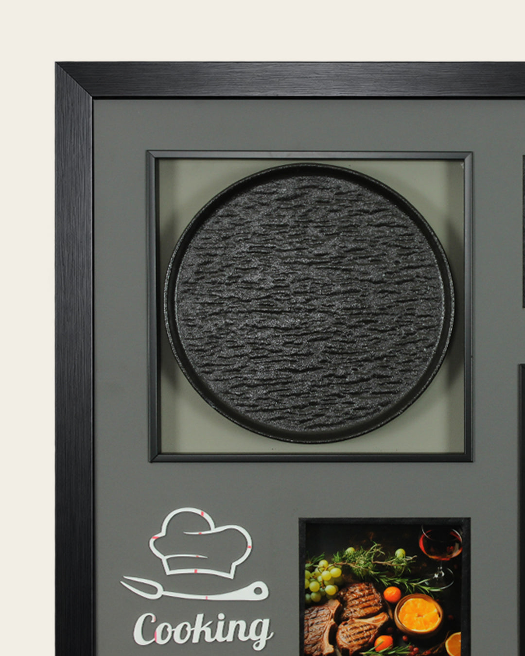 Before the First Course cutlery 3D shadow box wall art close-up of the slate plate