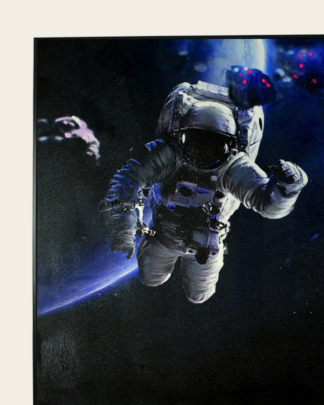 Beyond Infinity astronaut and moon LED wall art close-up of the astronaut
