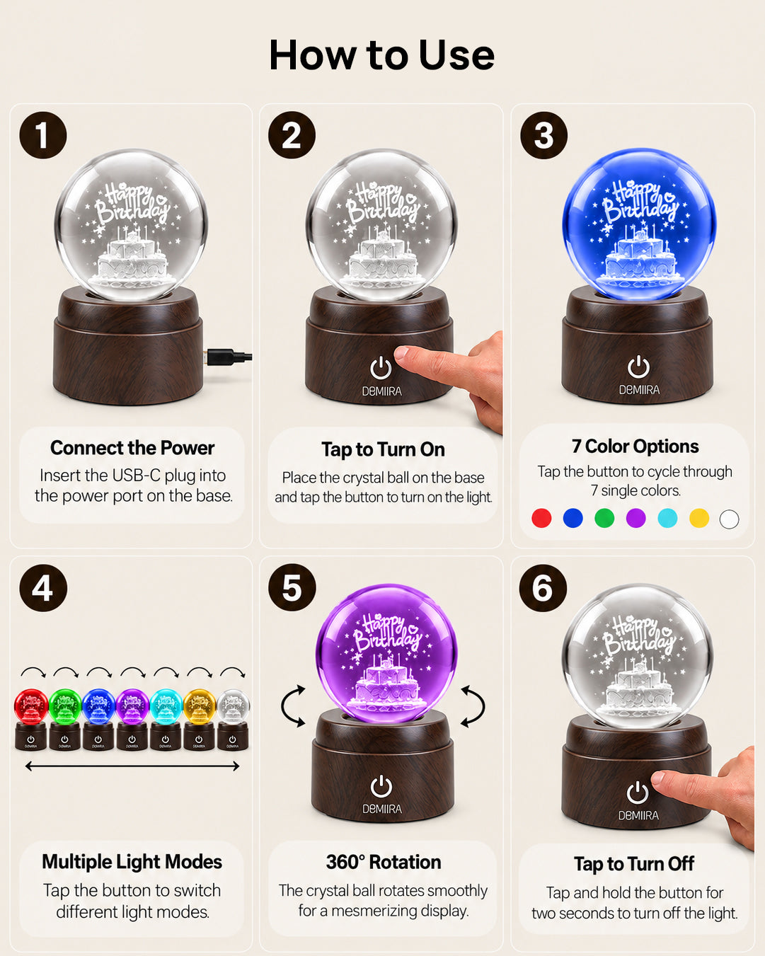 How to use the Birthday Wishes crystal globe