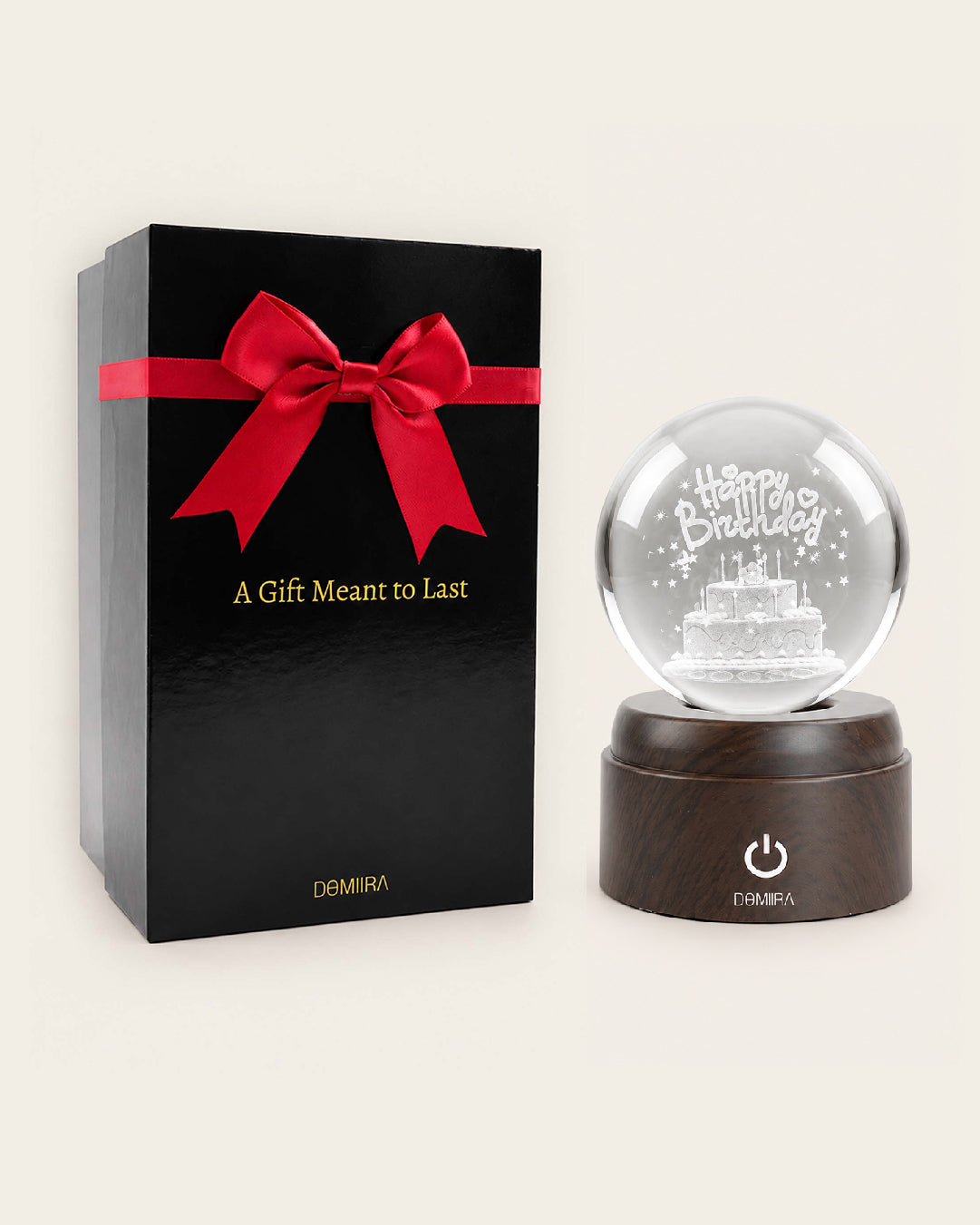 Birthday Wishes crystal globe with its gift box