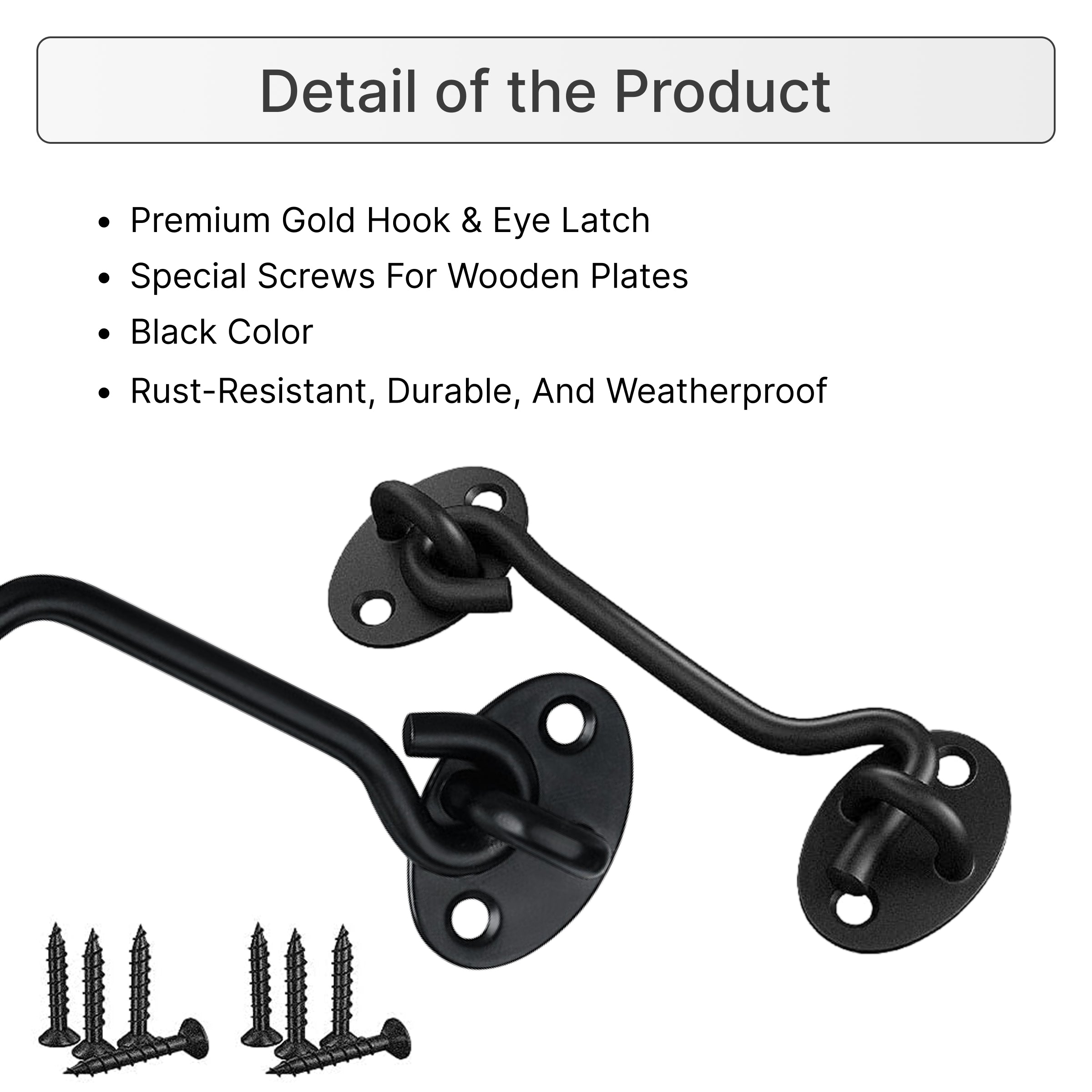 Black cabin hook latch product image