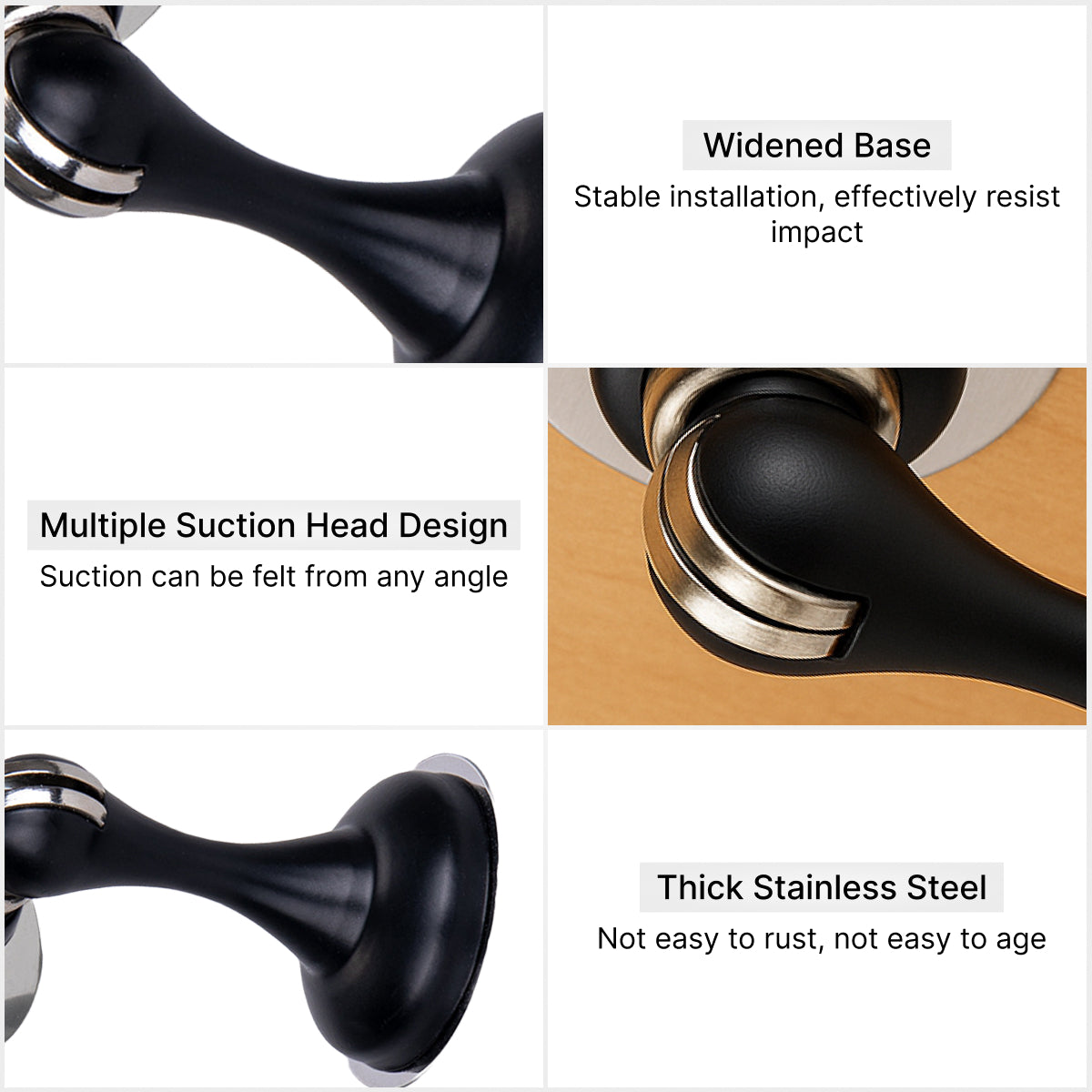 Black magnetic door stop detail image