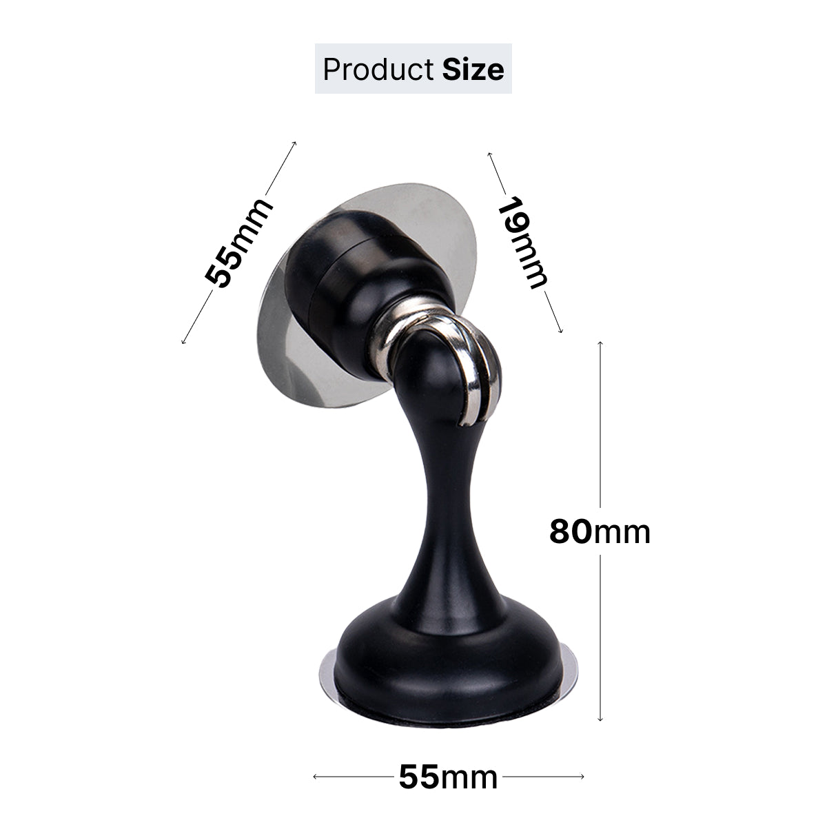 Black magnetic door stopper angled product view