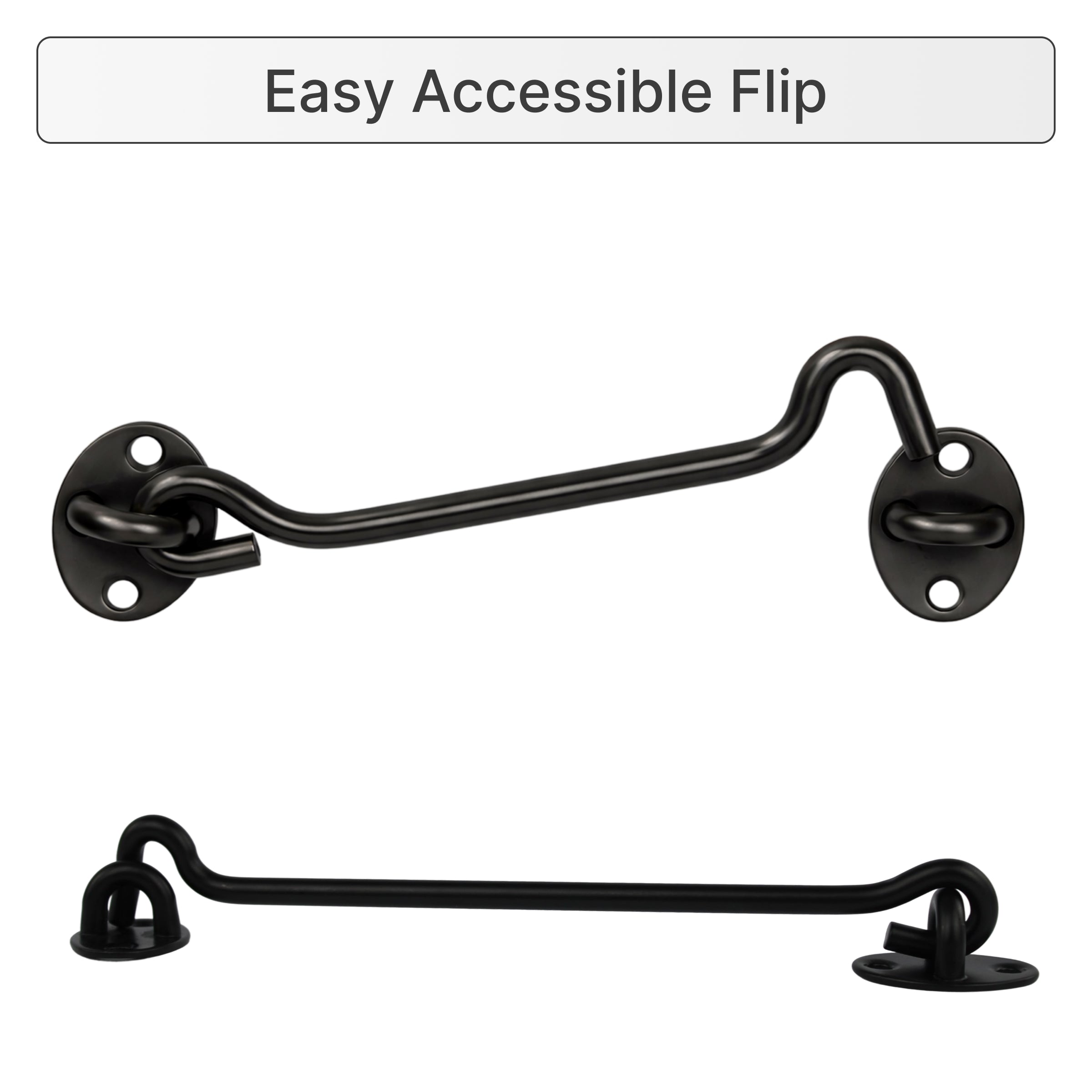 Black gate hook and eye latch