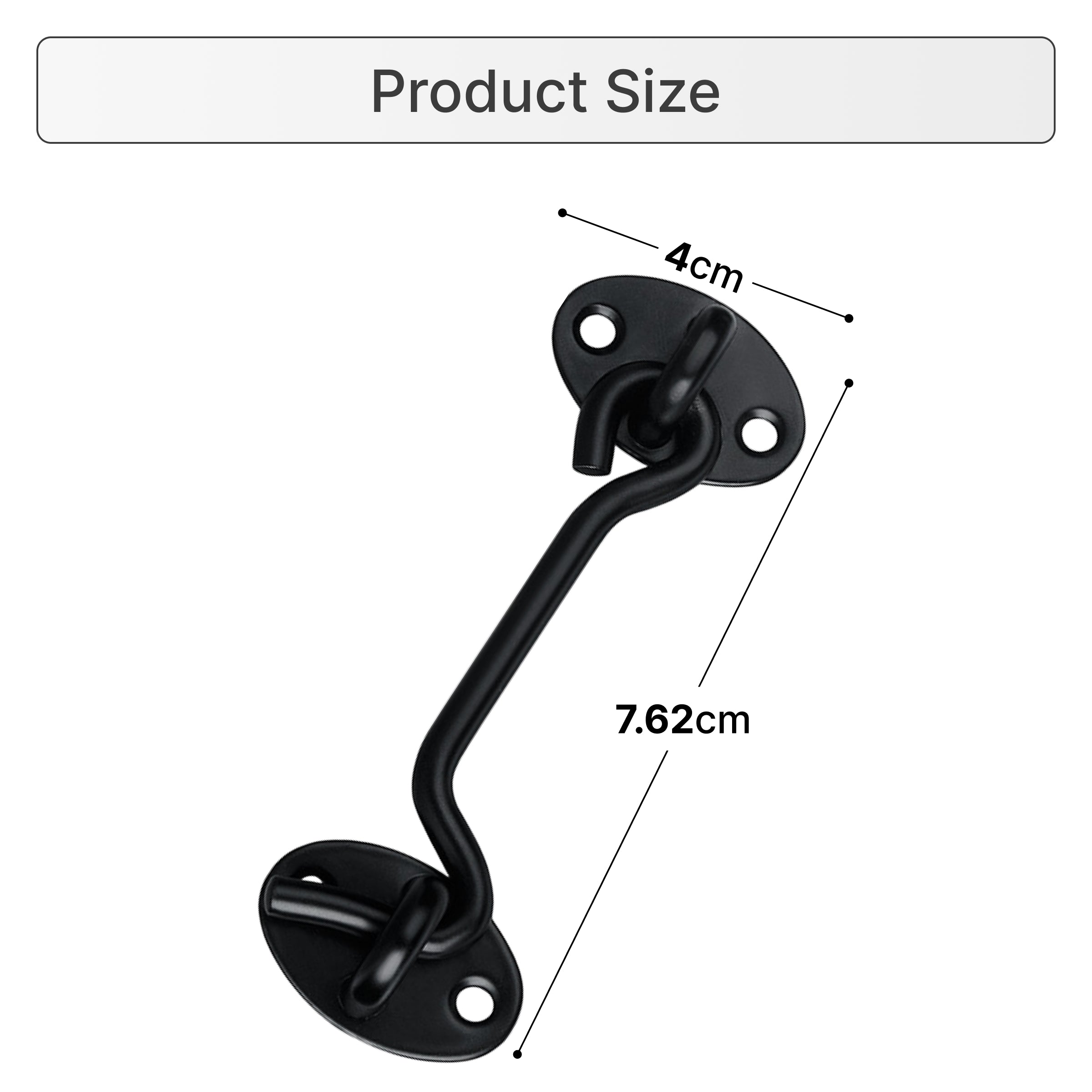 Black 3 inch hook and eye closure 
