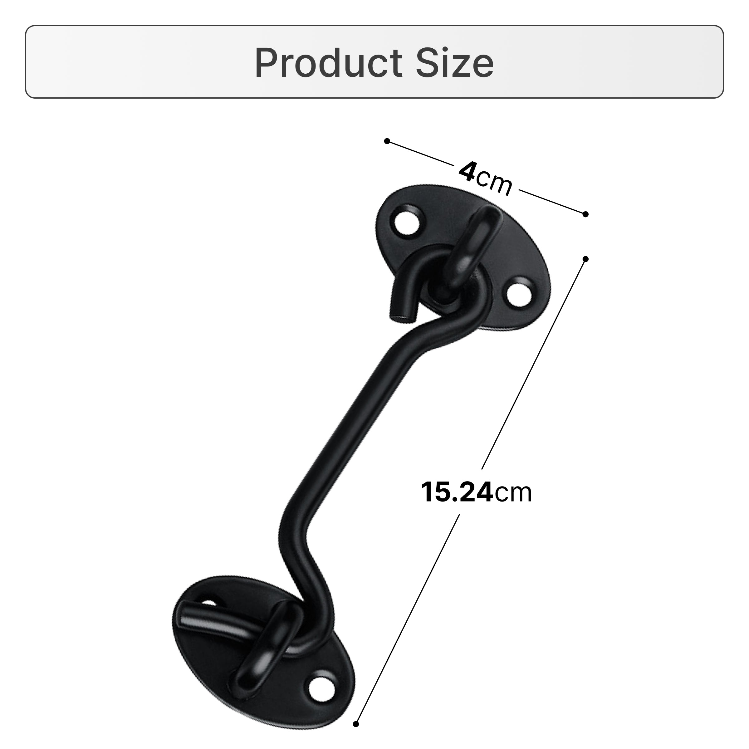 Black 6 inch hook and eye closure 
