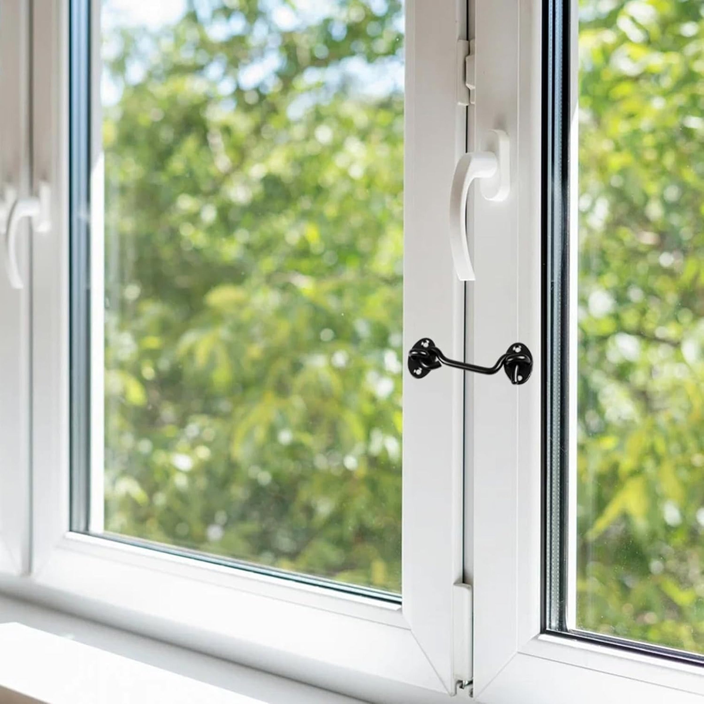 Black hook and eye latch for door and gate use