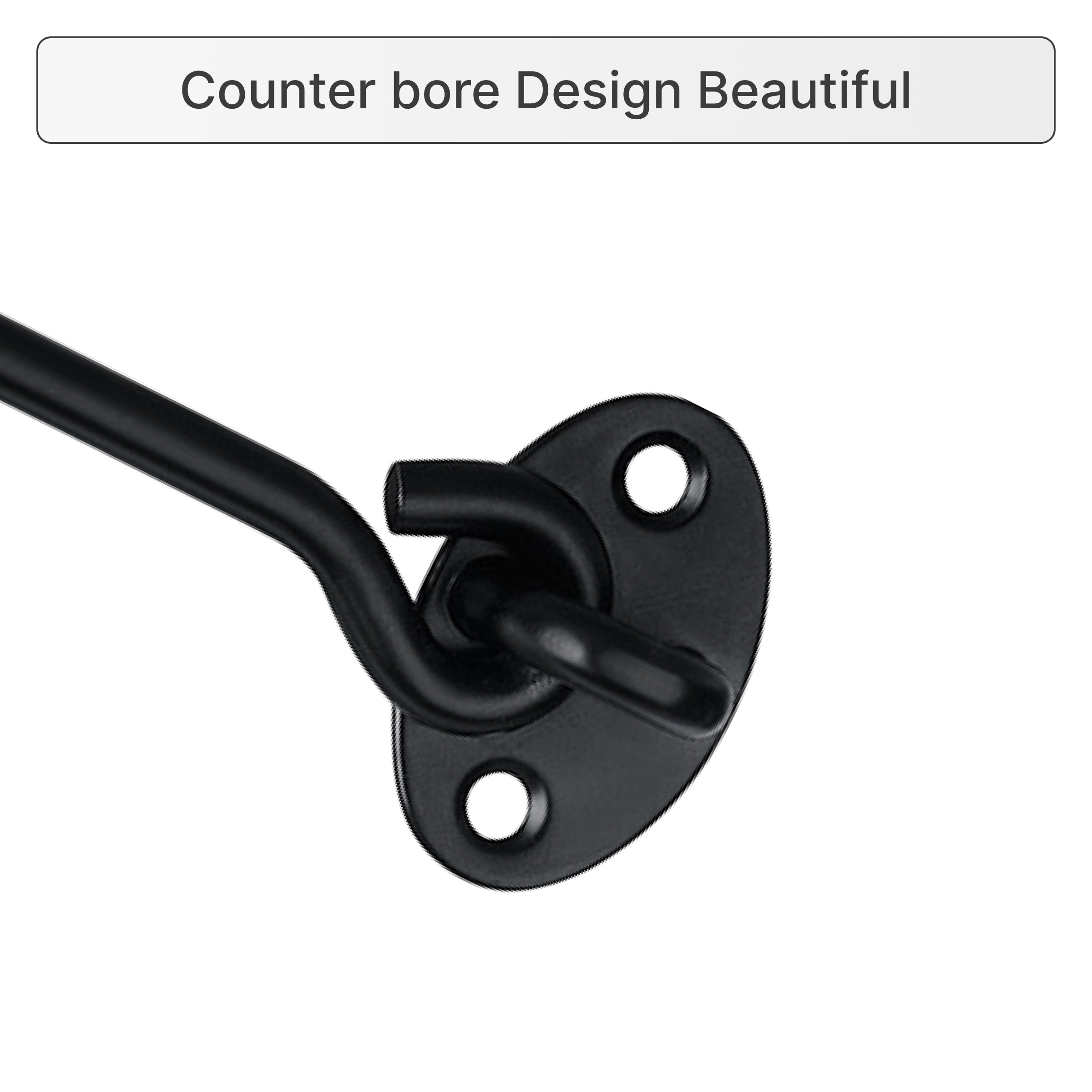 Black hook and eye latch side view