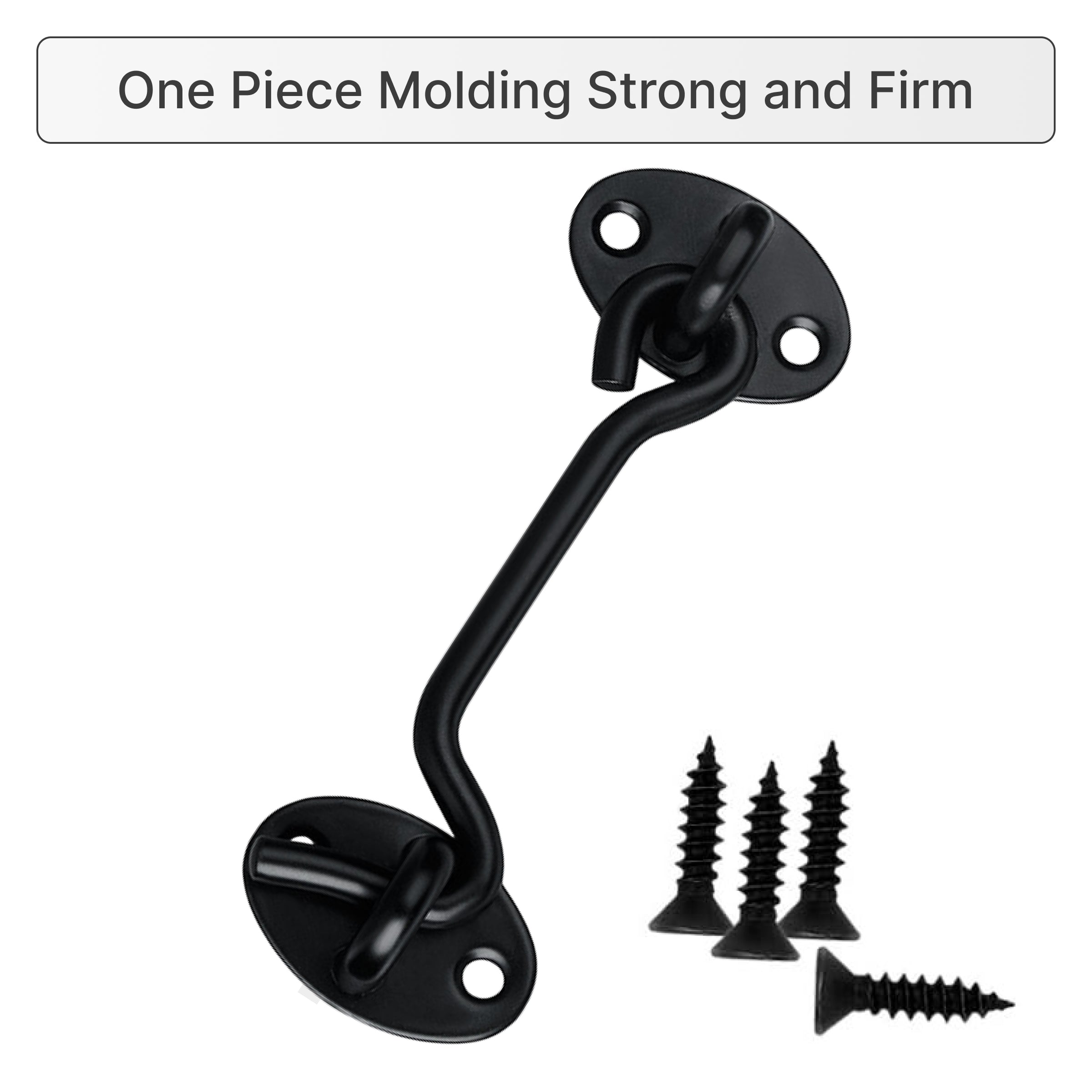Black hook and eye latch with matching screws