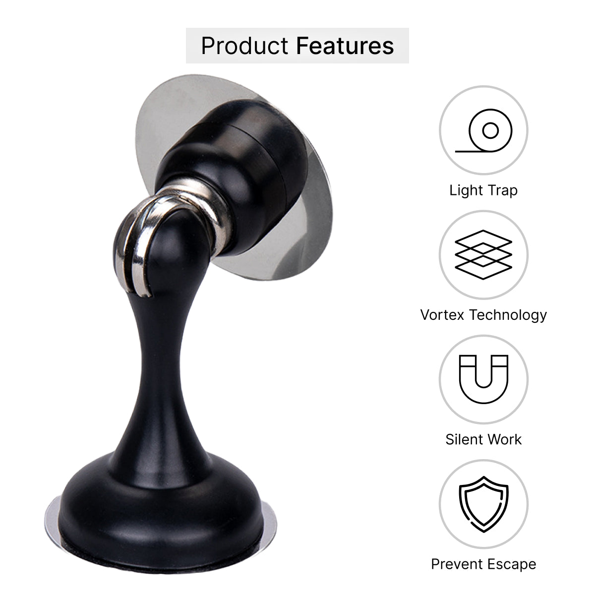 Black magnetic door stop side view