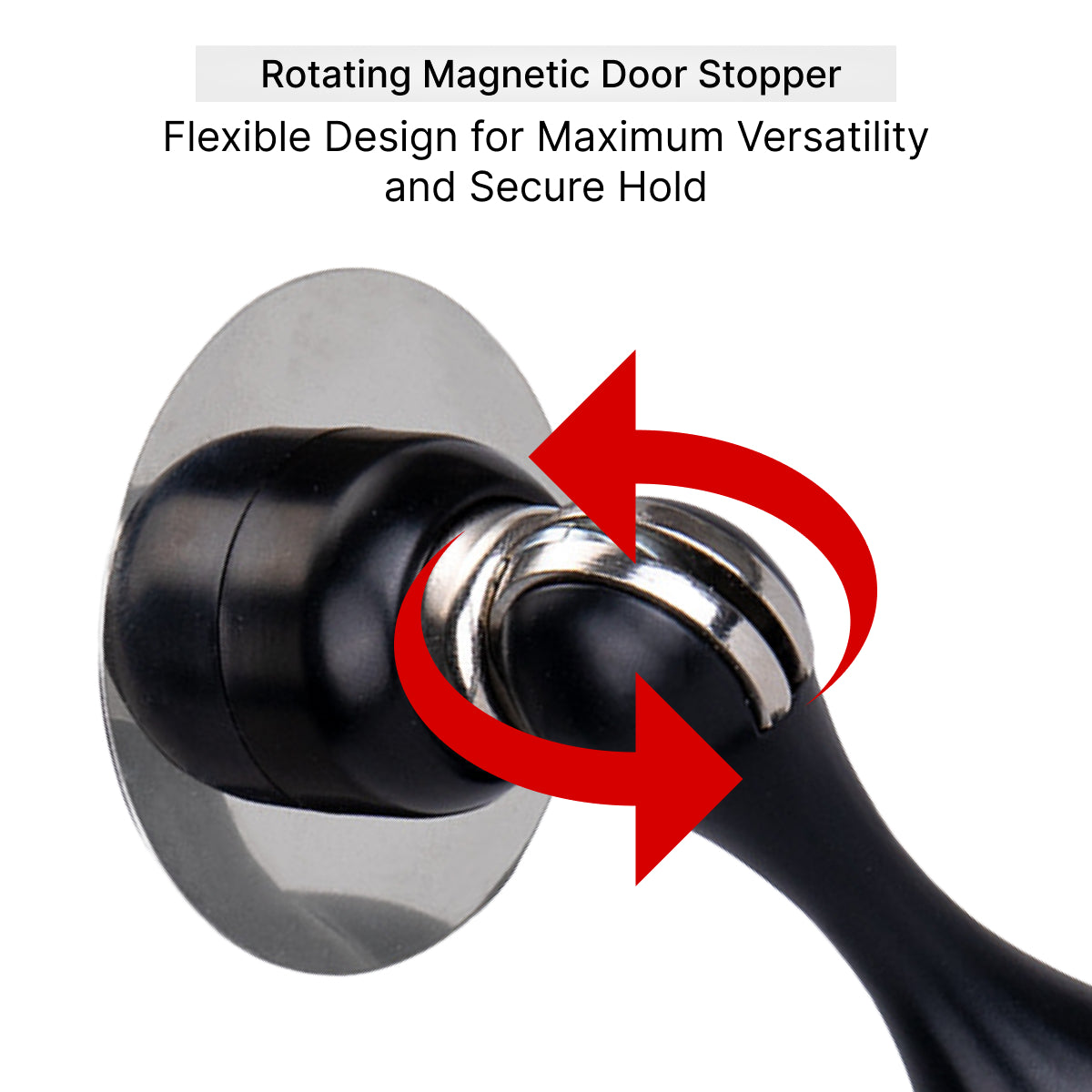 Black magnetic door stopper close up detail