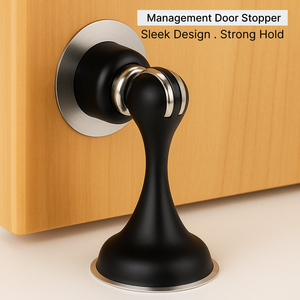 Black magnetic door stopper front view