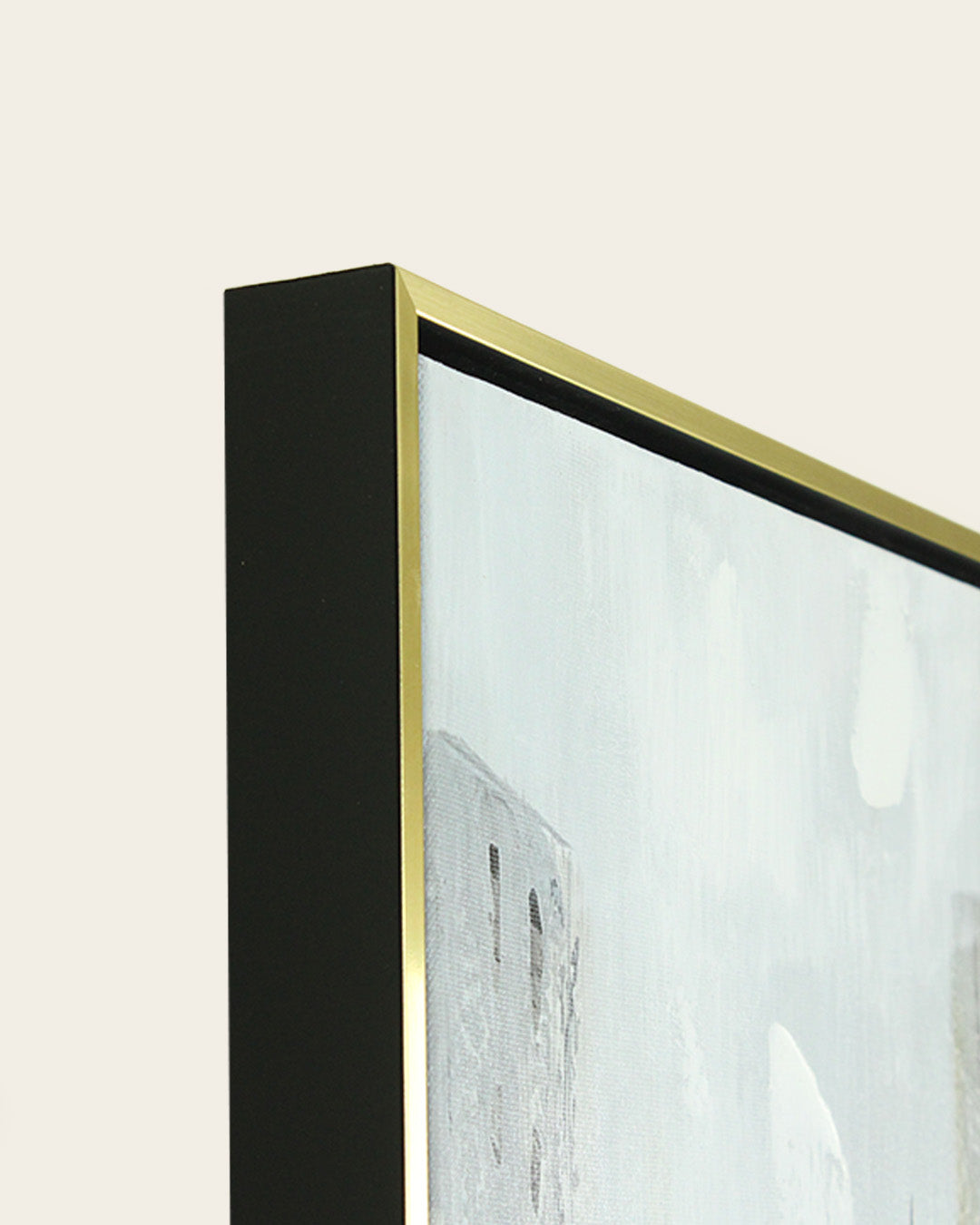 Blooming Boulevard city street flower market wall art side profile of the gold and black frame