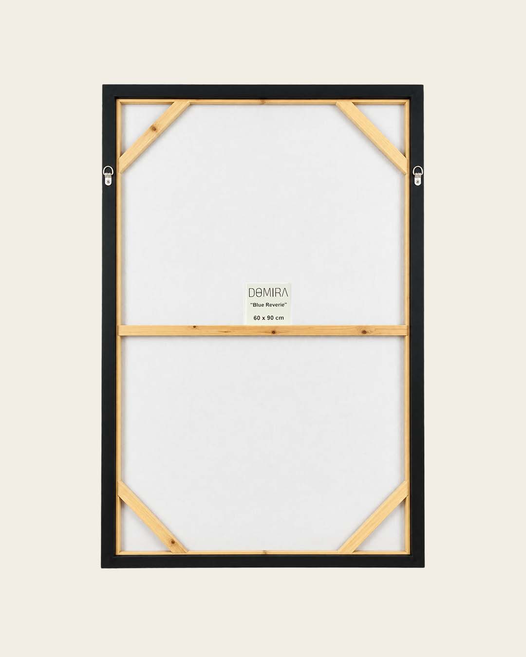 Blue Reverie ginkgo biloba wall art back of the framed canvas