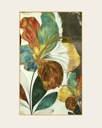 Botanical Muse teal and gold leaf glass wall art front view in a gold metal frame