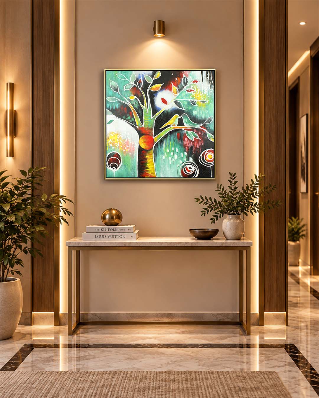 Brace in Bloom tree of life painting in a hallway