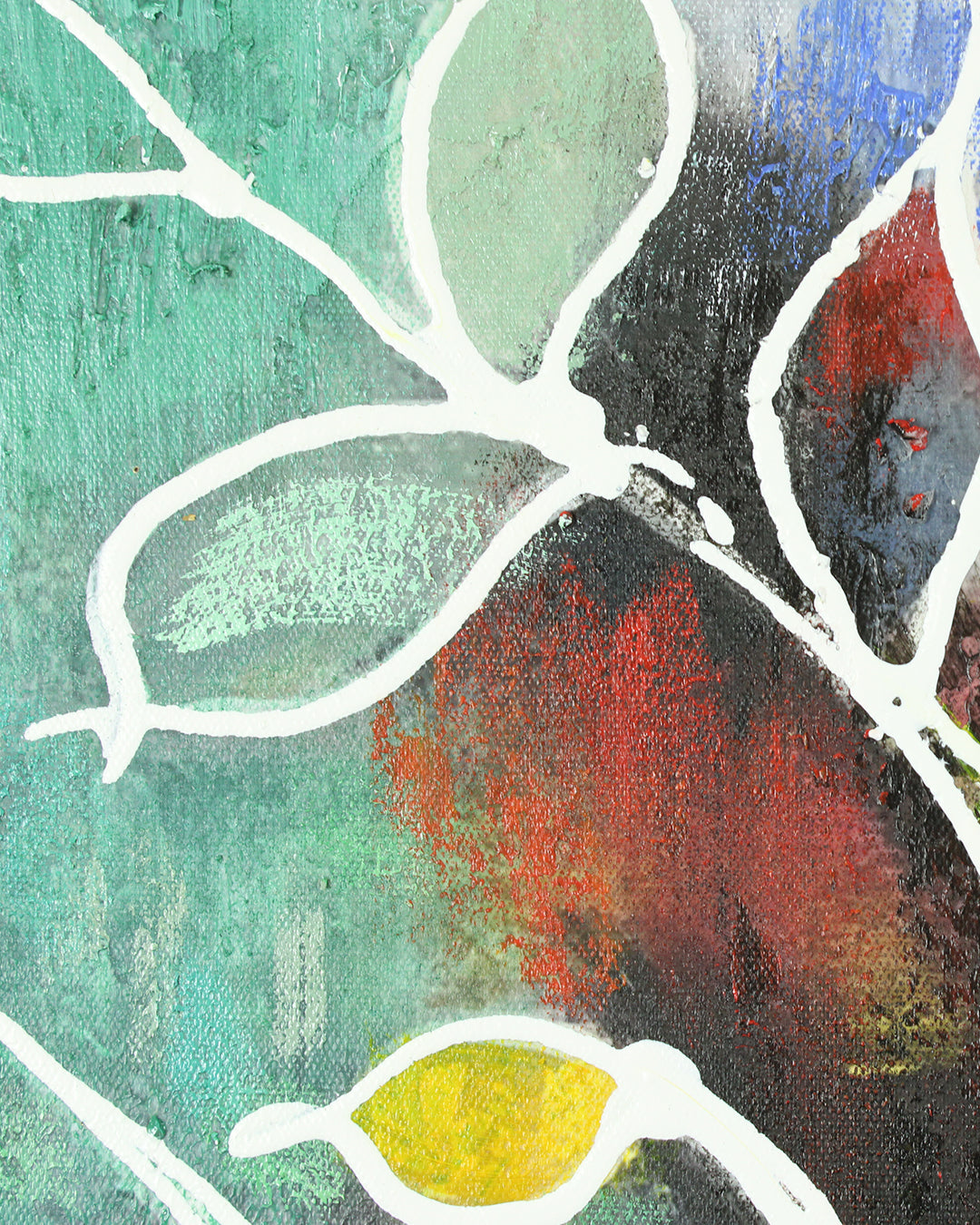 Brace in Bloom tree of life painting close-up of the textured paint