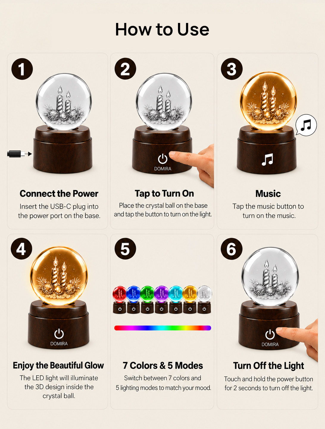 How to use the Candlelit Christmas crystal globe