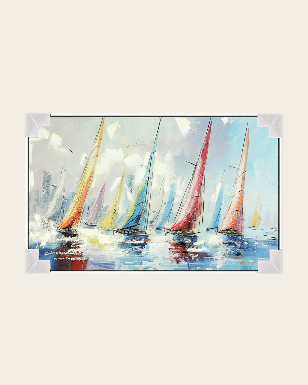 Chasing Horizons sailing boat resin wall art with corner protectors for delivery