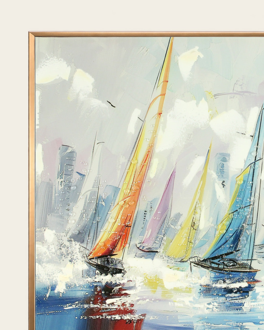 Chasing Horizons sailing boat resin wall art close-up in the rose gold frame