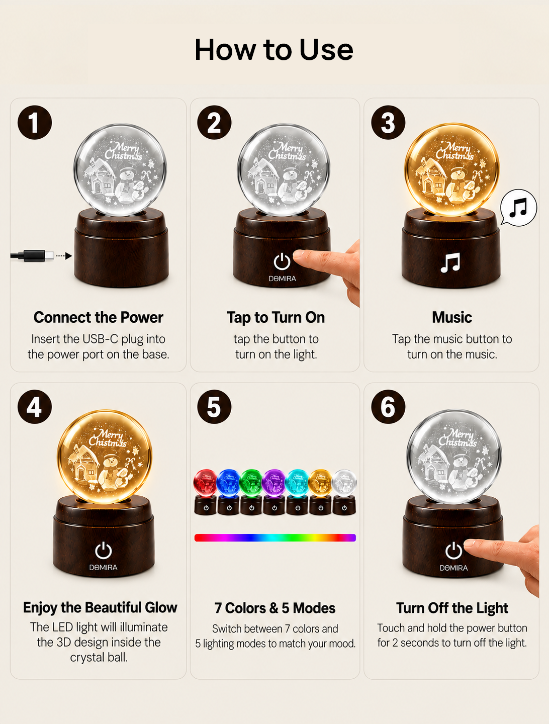 How to use the A Snowy Christmas crystal globe
