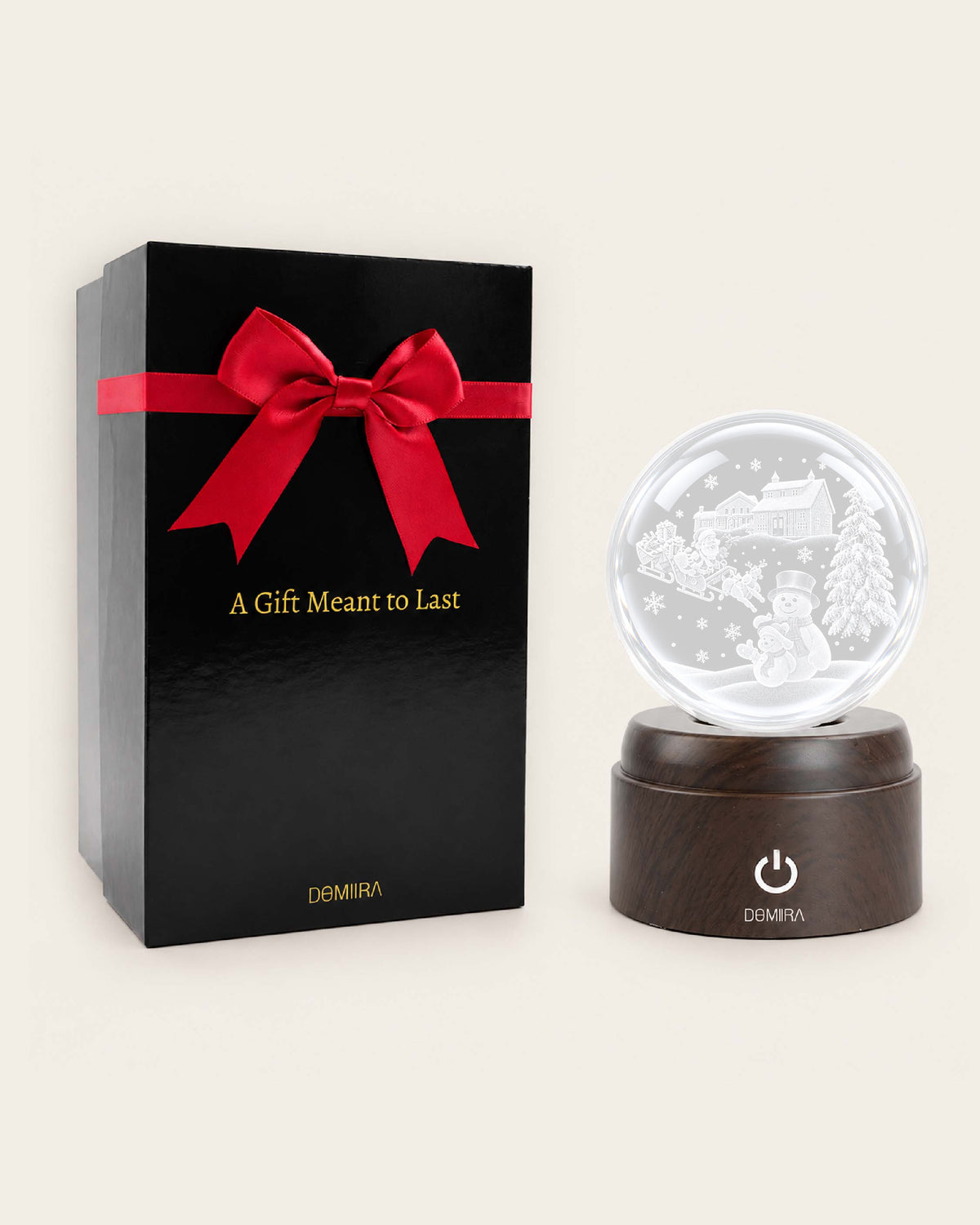 Festive Winter crystal globe with its gift box