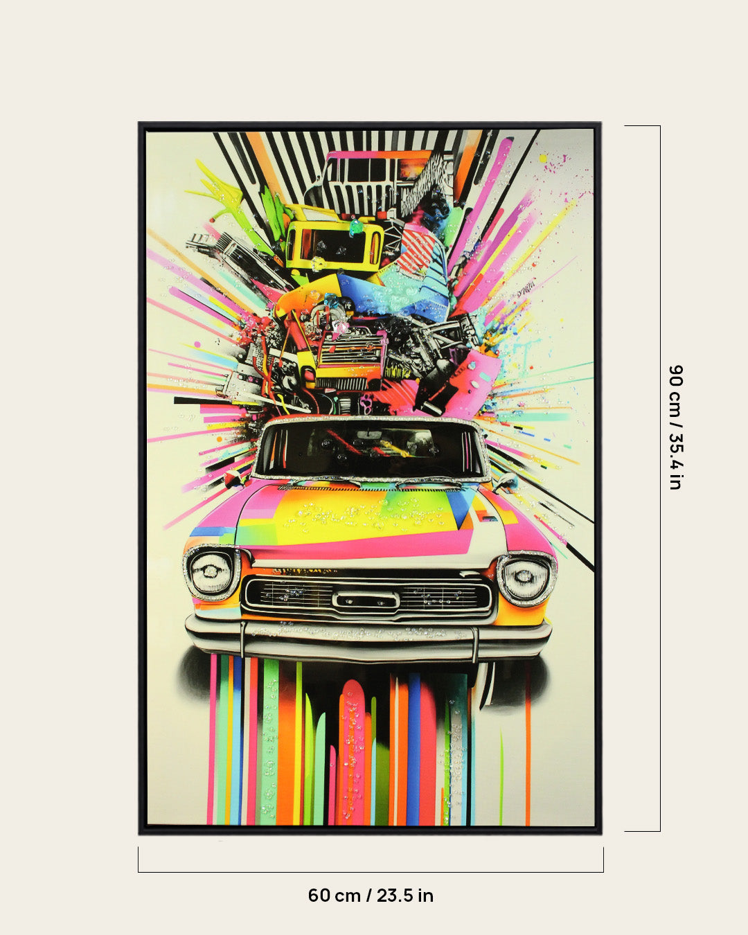 Chromatic Classic pop art car resin wall art 60 x 90 cm dimensions