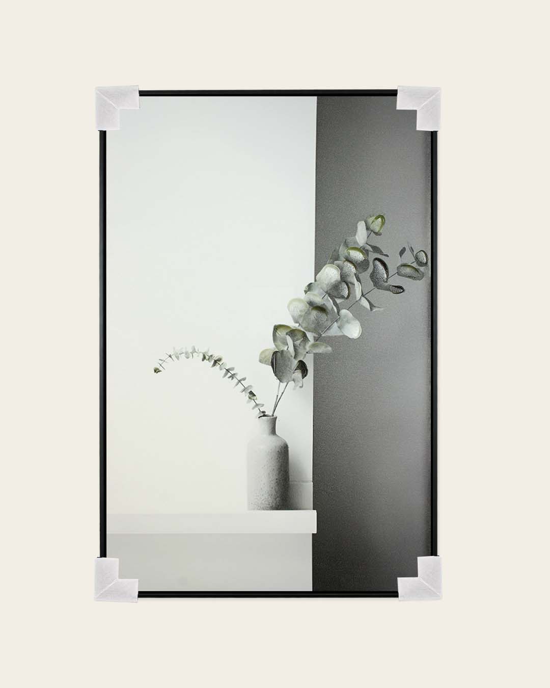 Composed scandinavian plant wall art with corner protectors for delivery