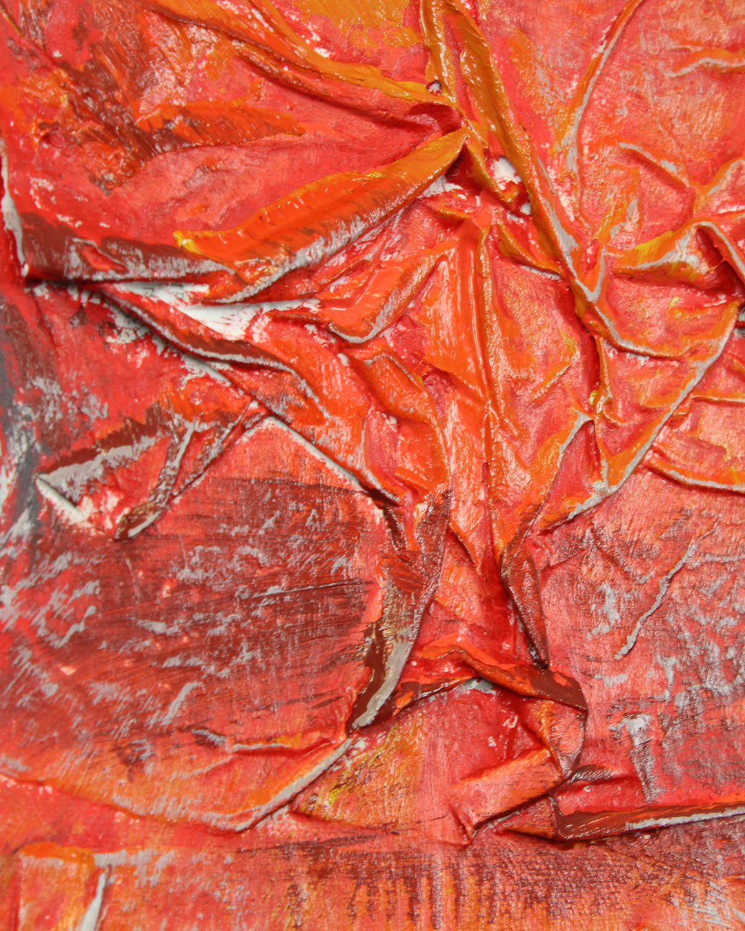 Crimson Shore woman in red dress painting close-up of the brushwork
