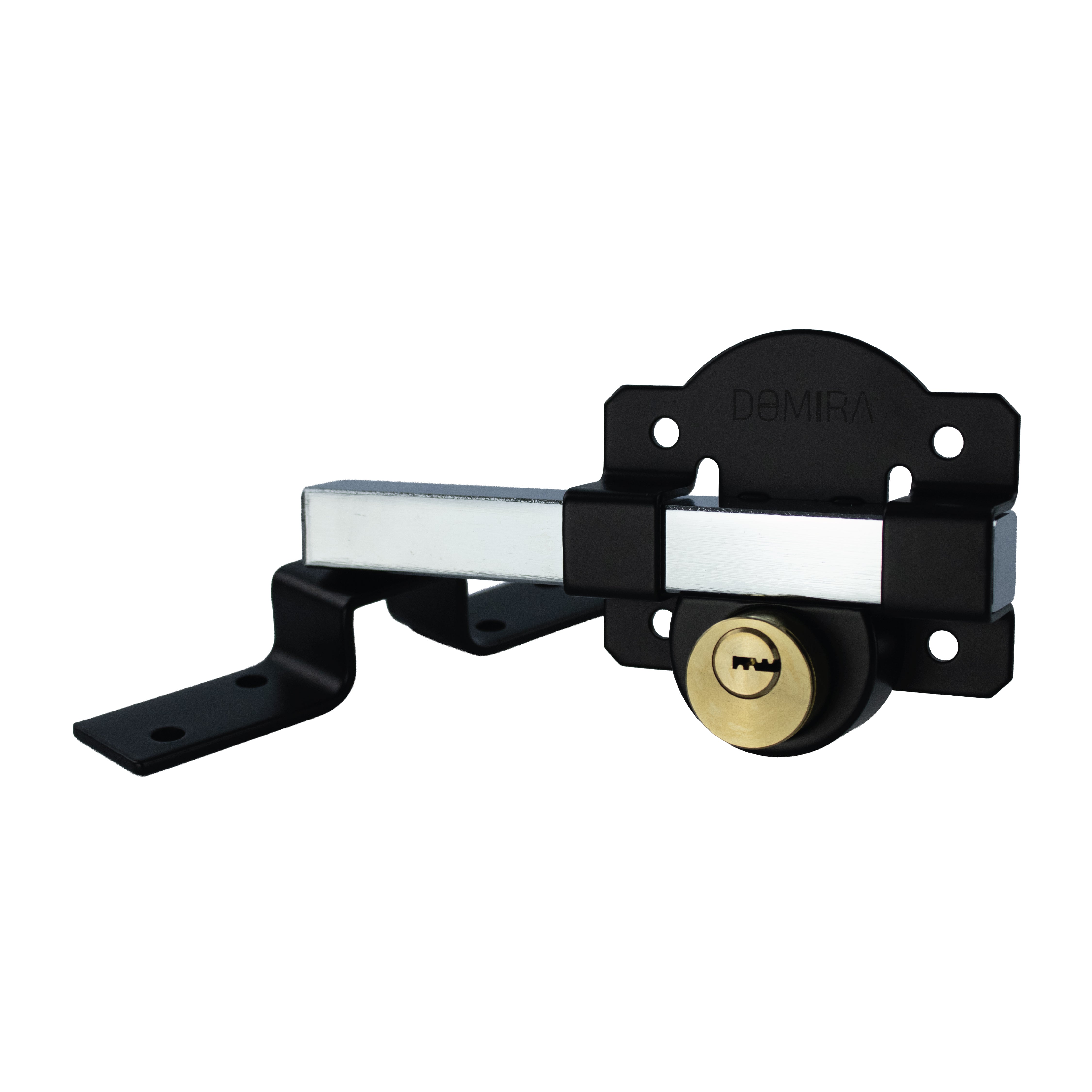 Alternative side view of the DOMIRA 50mm
gate lock showing the long throw bolt and
durable stainless steel design.
