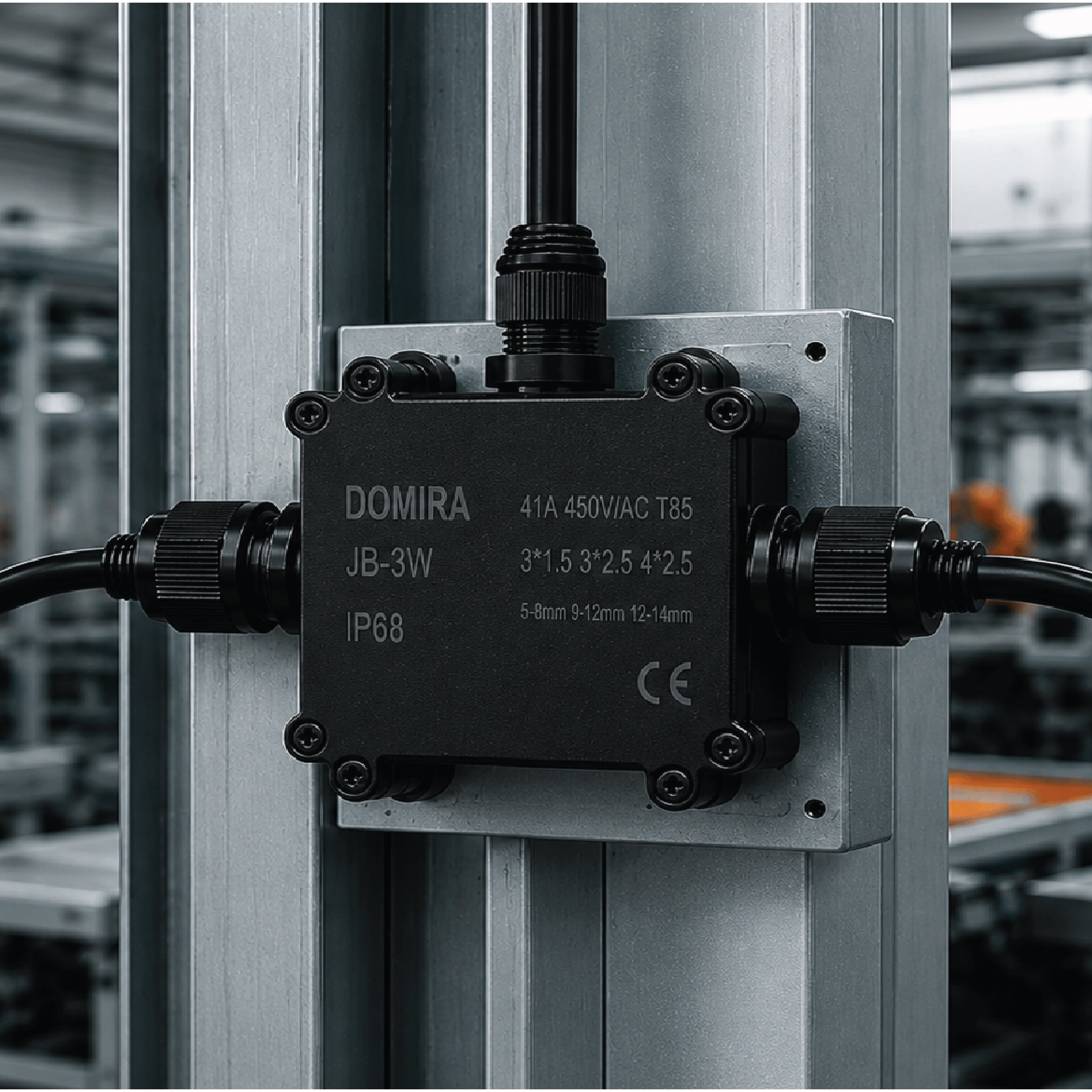 DOMIRA junction box for secure and easy cable connections, 3 way