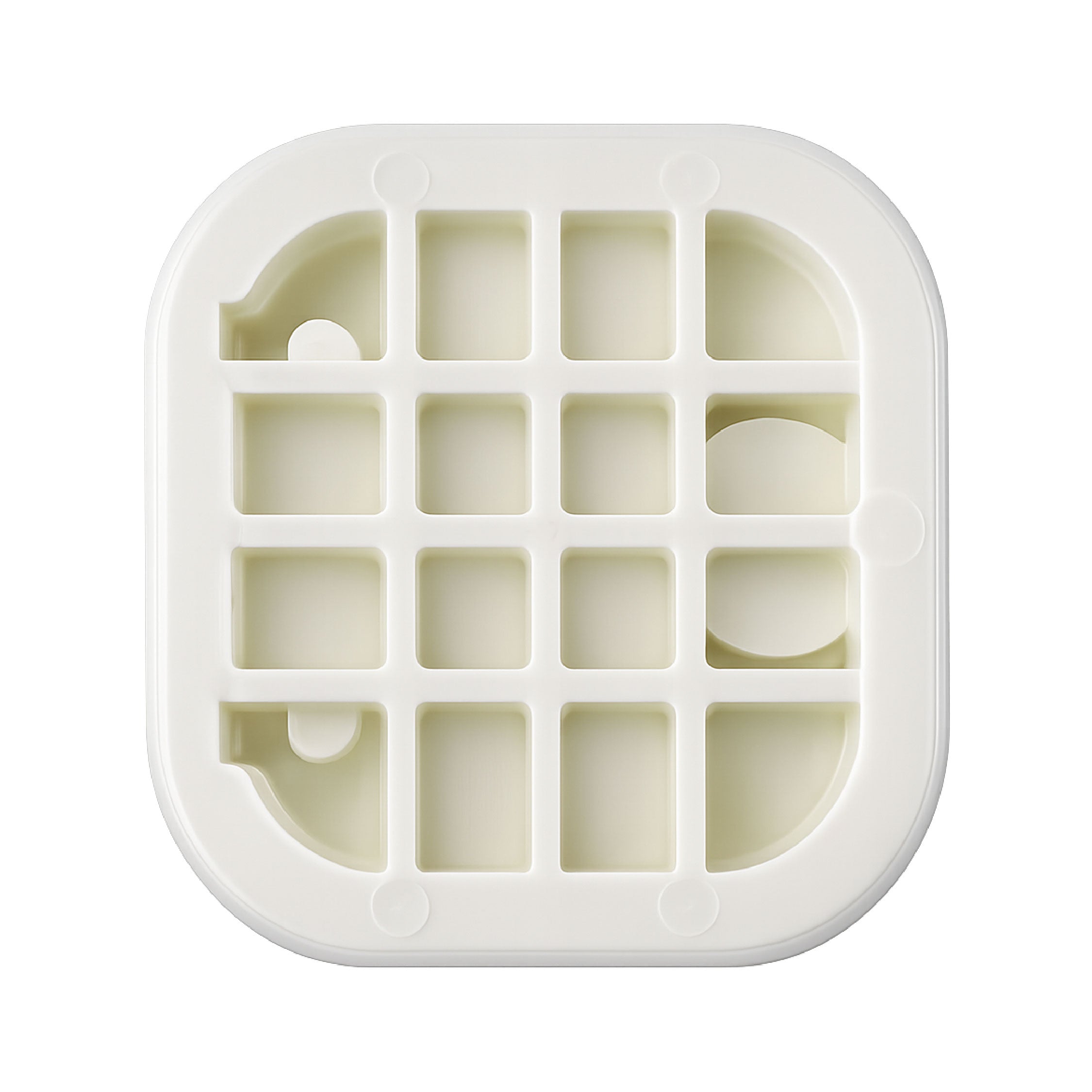 Bottom view of White magnetic cable
clips showing the self adhesive
mounting base designed for desks, walls
and under desk cable management.
