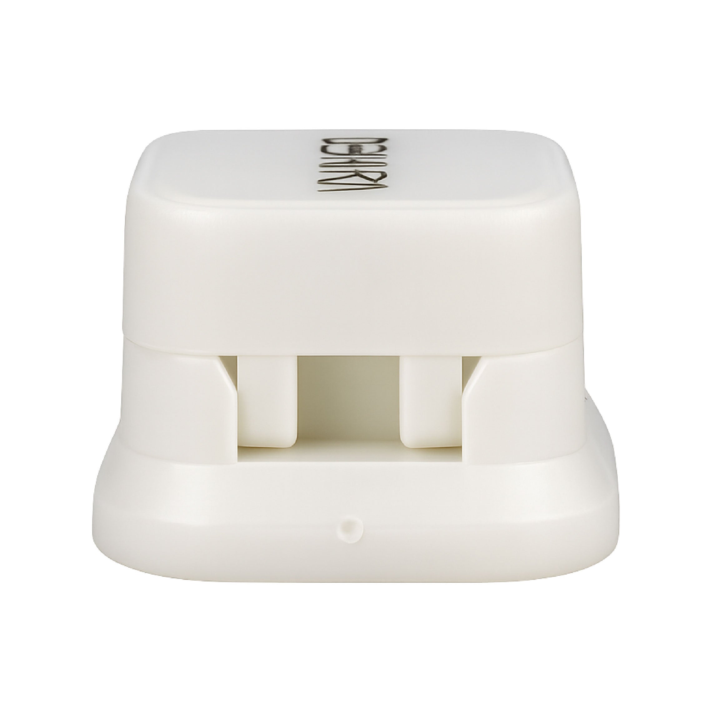 Alternative side view of White magnetic
cable clips highlighting durable ABS
construction and space saving desk
cable organiser design.