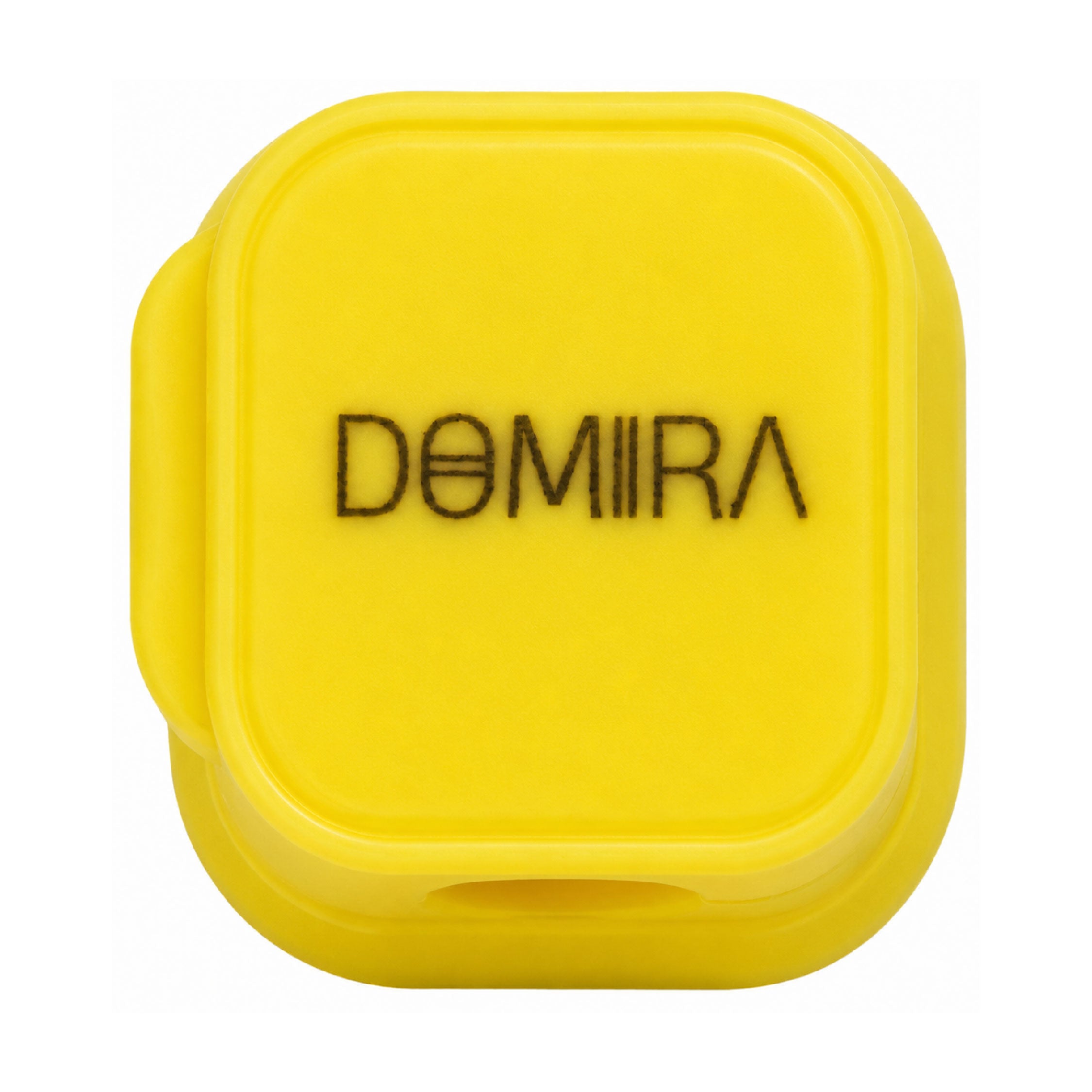 Top view of DOMIRA Yellow magnetic
cable holder clips showing compact
design and magnetic cable organiser
construction for desk cable
management.