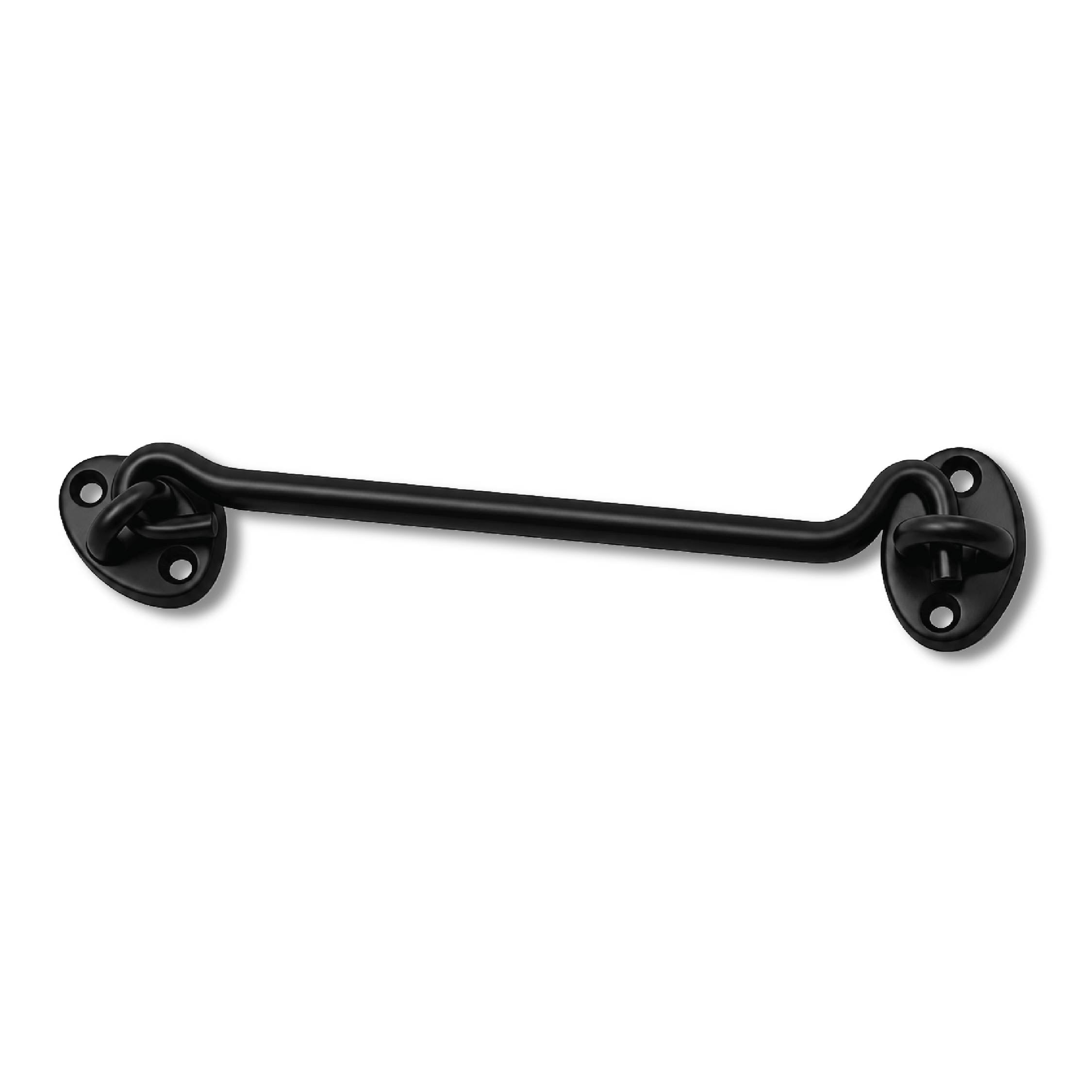 DOMIRA black hook and eye latch top view showing the heavy duty stainless steel construction